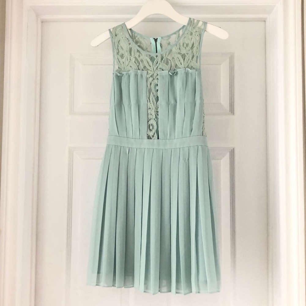 BCBGeneration Light Green Pleated Dress